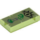 LEGO Vert clair transparent Tuile 1 x 2 avec Goblin Eye et Erlenmeyer Flask avec Lime Vapors avec rainure (3069 / 33755)