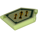 LEGO Transparent Bright Green Tile 2 x 3 Pentagonal with Arrow Strike Power Shield (22385 / 24559)