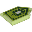 LEGO Transparent Bright Green Tile 2 x 3 Pentagonal with Gamma Rays Power Shield (22385)