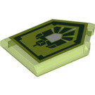 LEGO Transparent Bright Green Tile 2 x 3 Pentagonal with Gamma Rays Power Shield (22385 / 33775)