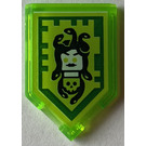 LEGO Transparentes leuchtendes Grün Fliese 2 x 3 Pentagonal mit 'Gaze von the Gorgon' Power Schild (22385)