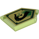 LEGO Transparent Bright Green Tile 2 x 3 Pentagonal with Jungle Dragon Power Shield (22385 / 24575)