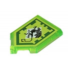 LEGO Transparent Bright Green Tile 2 x 3 Pentagonal with Mechanical Griffin Power Shield (22385 / 35339)