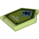 LEGO Transparent Bright Green Tile 2 x 3 Pentagonal with Orbital Strike Power Shield (22385 / 29078)
