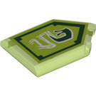 LEGO Transparant Heldergroen Tegel 2 x 3 Pentagonal met Slime Slugs Power Schild (22385 / 33770)