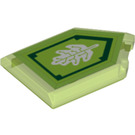 LEGO Transparent Bright Green Tile 2 x 3 Pentagonal with Tech Tree Power Shield (22385 / 30958)