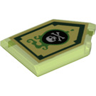 LEGO Transparent Bright Green Tile 2 x 3 Pentagonal with Venom Bite Power Shield (22385 / 24596)