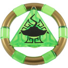 LEGO Transparent Bright Green Treasure Ring with Gold Bands and Manta Ray (89155)