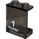 LEGO Transparent Brown Black Panel 1 x 2 x 2 with '1 CLASS' Left Sticker without Side Supports, Hollow Studs (4864)