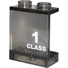 LEGO Transparent Brown Black Panel 1 x 2 x 2 with '1 CLASS' Right Sticker without Side Supports, Hollow Studs (4864)