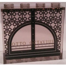 LEGO Transparent Brown Black Panel 1 x 4 x 3 with Otto Octavius Sticker without Side Supports, Hollow Studs (4215 / 30007)