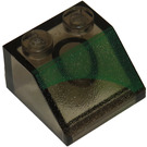 LEGO Transparent Brown Black Slope 2 x 2 (45°) with Green Pattern (Left) (3039)