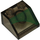 LEGO Transparent Brown Black Slope 2 x 2 (45°) with Green Pattern (Left) (3039 / 42587)