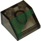 LEGO Transparentes Braunschwarz Steigung 2 x 2 (45°) mit Green Muster Recht (3039)
