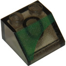 LEGO Transparent Brown Black Slope 2 x 2 (45°) with Green Pattern (Right) (3039 / 42586)