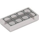 LEGO Transparentes Braunschwarz Fliese 1 x 2 mit Silber Octagon Muster mit Nut (3069 / 29983)