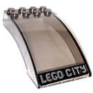 LEGO Transparent Marron Noir Pare-brise 4 x 8 x 2 Incurvé Charnière avec blanc 'LEGO CITY' sur Noir Background Autocollant (46413)