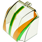 LEGO Transparentes Braunschwarz Windschutzscheibe 6 x 4 x 4 mit Green und Orange Streifen (30633)