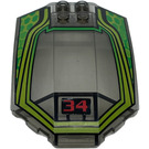 LEGO Transparent Brown Black Windscreen 6 x 8 x 2 Curved with "34" and Lime Pattern Sticker (41751)