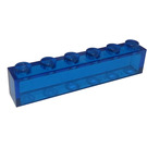 LEGO Transparent Dark Blue Brick 1 x 6 without Bottom Tubes (3067)