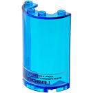 LEGO Transparent Dark Blue Cylinder 2 x 4 x 5 Half with '!DANGER' and 'PRISON TRANSPORT...' Sticker (85941)