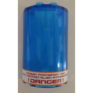 LEGO Transparent Dark Blue Cylinder 2 x 4 x 5 Half with '!DANGER!' Sticker (85941)