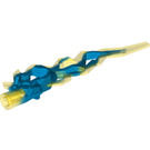 LEGO Bleu Foncé Transparent Flamme / Lightning Bolt avec Trou d'essieu avec Marbré Transparent Jaune (11302 / 21873)