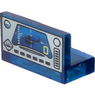 LEGO Transparent Dark Blue Panel 1 x 2 x 1 with Underwater Control Panel with Square Corners (4865)
