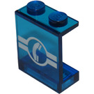 LEGO Transparant Donkerblauw Paneel 1 x 2 x 2 met Telephone symbol zonder zijsteunen, volle noppen (4864)