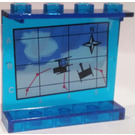 LEGO Transparentes Dunkelblau Panel 1 x 4 x 3 mit Arctic Map  Aufkleber ohne seitliche Stützen, hohle Bolzen (4215)
