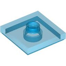 LEGO Transparentes Dunkelblau Platte 2 x 2 mit Nut und 1 Center Stud (23893 / 87580)