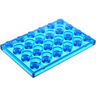 LEGO Transparent Dark Blue Plate 4 x 6 (3032)