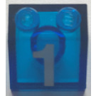LEGO Transparant Donkerblauw Helling 2 x 2 (45°) met Number 1 (3039)
