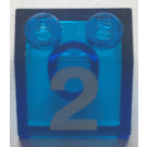 LEGO Transparent Dark Blue Slope 2 x 2 (45°) with Number 2 (3039)