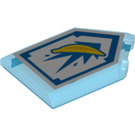 LEGO Transparant Donkerblauw Tegel 2 x 3 Pentagonal met Banaan Bombs Power Schild (22385 / 24562)