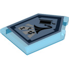 LEGO Transparant Donkerblauw Tegel 2 x 3 Pentagonal met Drop the Beat Power Schild (22385 / 29080)
