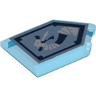 LEGO Transparent Dark Blue Tile 2 x 3 Pentagonal with Iron Dragon Power Shield (22385 / 29086)