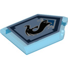 LEGO Transparentes Dunkelblau Fliese 2 x 3 Pentagonal mit Sea Drachen Power Schild (22385 / 24485)