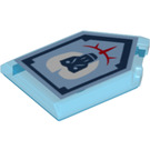 LEGO Transparent Dark Blue Tile 2 x 3 Pentagonal with Ticking Baboon Power Shield (22385 / 34387)