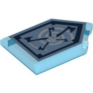 LEGO Transparant Donkerblauw Tegel 2 x 3 Pentagonal met Whirlwind Power Schild (22385 / 24620)