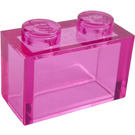 LEGO Transparent Dark Pink Brick 1 x 2 without Bottom Tube (3065 / 35743)