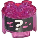 LEGO Transparentes dunkles Rosa Backstein 2 x 2 Runden mit Weiß Question Mark Aufkleber (3941)