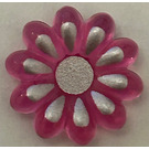 LEGO Transparent Dark Pink Clikit Daisy 2 x 2 with 10 Petals with Silver Center and Petal Highlights (45455 / 52694)