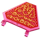 LEGO Transparent Dark Pink Flag 5 x 6 Hexagonal with Dragonhead and "Dragon Grill" (Ninjago Language) Sticker with Thick Clips (17979)