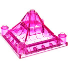 LEGO Transparent Dark Pink Roof 6 x 6 x 3 with Corner Posts (30614 / 41630)