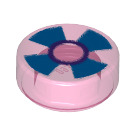 LEGO Transparent Dark Pink Tile 1 x 1 Round with Dark blue Pinwheel (30675 / 98138)
