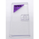 LEGO Transparent Door 1 x 3 x 6 with Black 'OPEN' on Medium Lavender Triangle Background Sticker (80683)