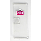 LEGO Transparent Tür 1 x 3 x 6 mit Weiß 'OPEN' Aufkleber (80683)