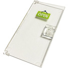 LEGO Transparent Door 1 x 4 x 6 with Stud Handle with 'OPEN', Green Sticker (35290)