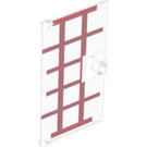 LEGO Transparent Door 1 x 4 x 6 with Stud Handle with Red Wooden Frame (35290 / 100180)